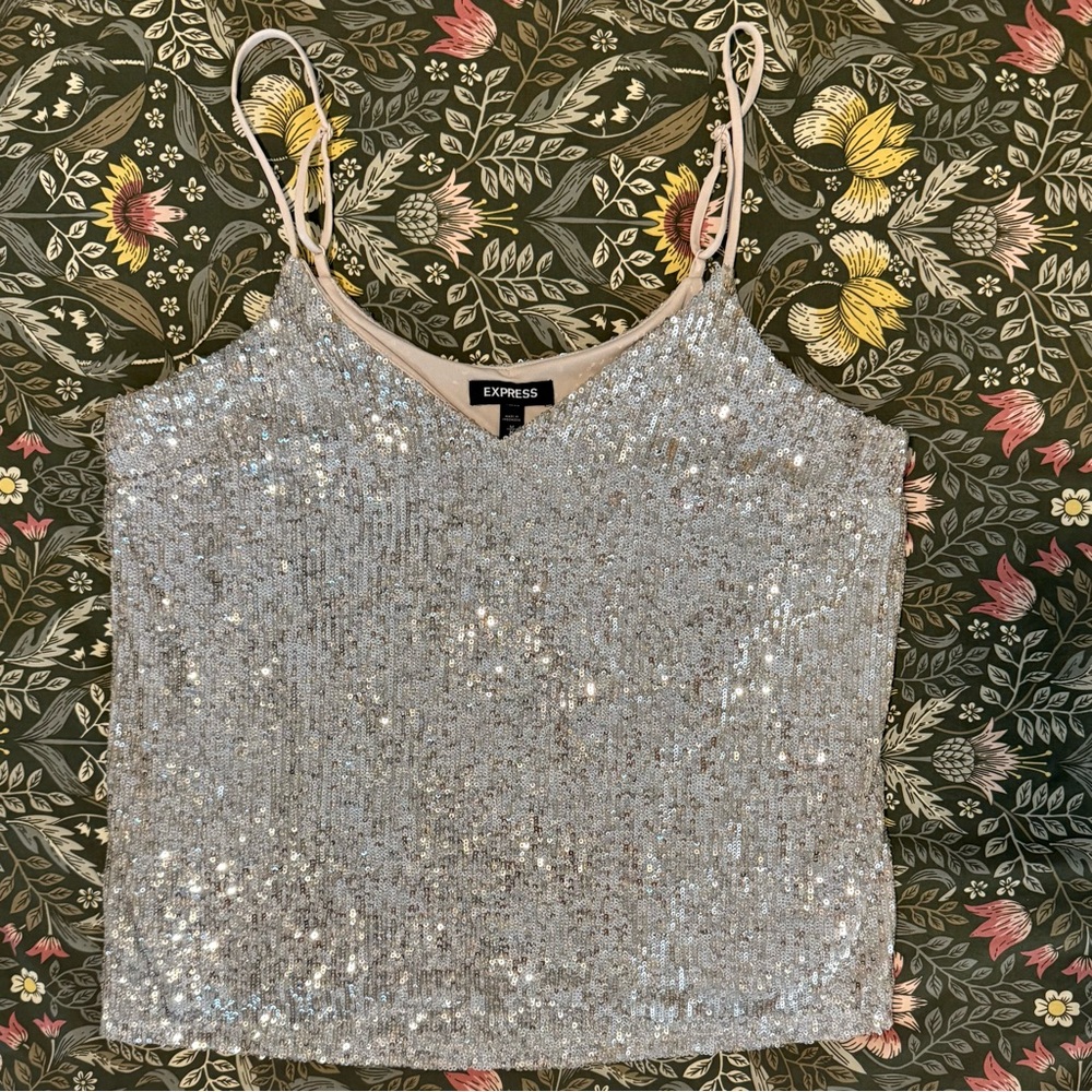 EXPRESS Silver Sequin Women's Top size M
